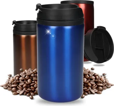 Produktbild von Coffee to Go Becher Thermo "Venice" Edelstahl Kaffeebecher 0,25 Liter Praktischer Isolierbecher doppelwandig Blau