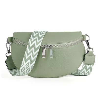 Produktbild von Schultertasche Damen Bauchtasche Gürteltasche Umhängetasche Crossbody-Bag Hüfttasche mit Verstellbare Schultergurte (Blassgrün)
