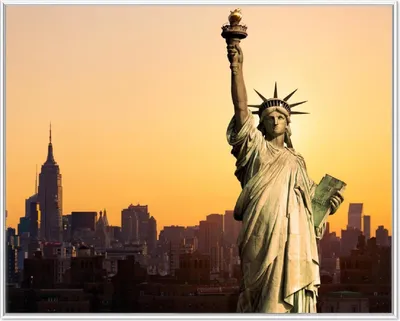 Produktbild von Wallario Wandbild Freiheitsstatue New York, Größe: 40,30 x 50,30 cm, Poster mit weißem Aluminiumrahmen