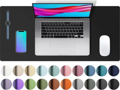 Image de Sous-mains et tapis de souris Aothia en noir, 60cmx35cm, Tapis de souris multifonctionnel de bureau en cuir