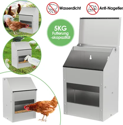 Image de Jayseuw Distributeur automatique de nourriture pour poulets 5 KG avec gants & cuillère Feeder pour volailles Suspendu Poules Automatique