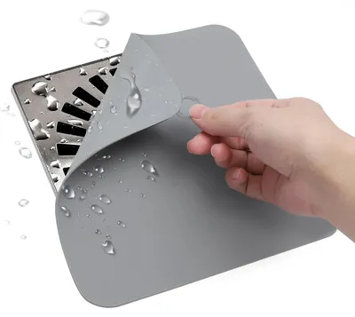 Image de 2 protections de douche anti-odeurs, en silicone, dimensions 20x20 cm