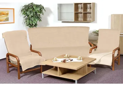 Immagine prodotto di Rivestimento monocolore per divano 3+1+1 beige scuro / beige chiaro