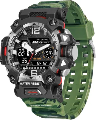 Produktbild von Digitaluhr 5 ATM Wasserdicht Military Watch Tactical Outdoor Digital Herrenuhr Schwarz Grün Jungen Sportuhr Männer Chronograph Stoppuhr Sport Wecker