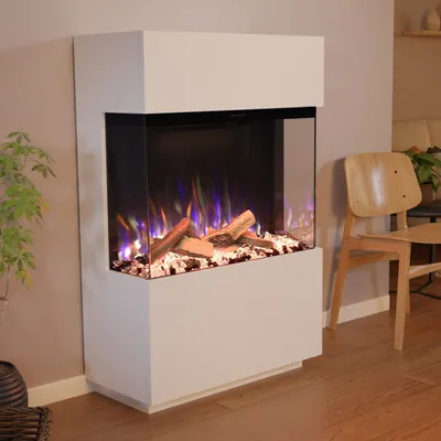 Produktbild von Glow Fire Elektrokamin 'PR15' in Weiss | LED Standkamin in weiß mit Heizung (1500 W) | HxBxT: 130x85,3x40cm