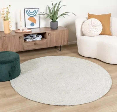 Produktbild von Volero - Wollteppich Rund - Wise Grau Meliert 367 - Ø 180 cm - Wohnzimmer, Esszimmer, Schlafzimmer - Ländlich, Skandinavisch