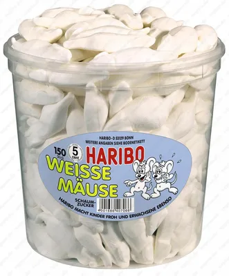 Obrázok produktu pre HARIBO 40706 Ovocné želé WHITE MICE Penový cukor 150 ks.