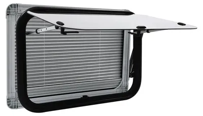 Image de Fenêtre de secours pour camping-car - Fenêtre à projection - 75 x 50 cm - Angle d'ouverture de 65° - Pour une épaisseur de paroi de 30 mm - Blanc