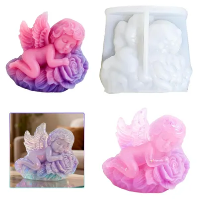 Produktbild von Silikonform Engel mit Rosen und Blumen für Kerzen und Seifen