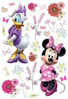 Image de Sticker mural Disney Minnie Mouse & Daisy Duck rose, violet et blanc - 600119 - 42,5 x 65 cm