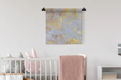 Produktbild von MuchoWow® Wandteppich Wandbehang Marmor - Gold - Grau 60x60 cm Tapisserie Dekoration Wandtuch - Dekorationen - Wand Decke