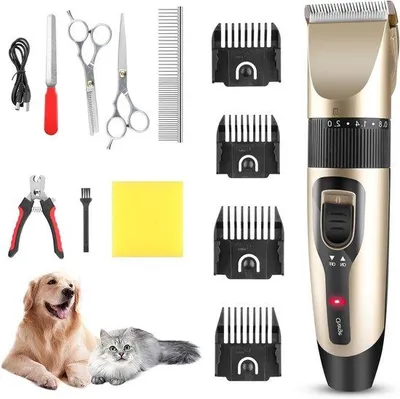 Immagine prodotto di Kit di forbici per animali domestici, rasoio a batteria, 13 accessori, ricaricabile
