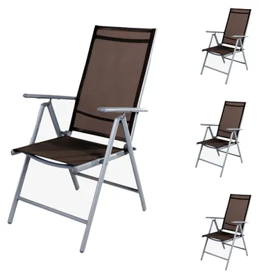 Produktbild von 4er Set Garten Klappstuhl Aluminium - Textilen Silbergrau/Schokobraun