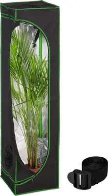 Immagine prodotto di Tenda da coltivazione Relaxdays, A x L x P: 160 x 40 x 40 cm, rivestimento interno riflettente, opaca, tenda da coltivazione per interni, nero/verde