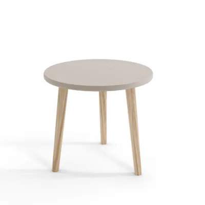 Produktbild von Couchtisch Rund 67 cm Kaschmir Holzbeine Boho Skandi Wohnzimmertisch modern