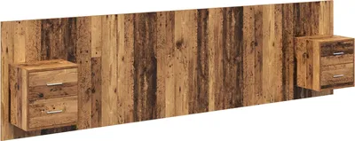 Image de vidaXL Tête de lit avec rangement, 3 pièces, bois de récupération, panneaux de particules