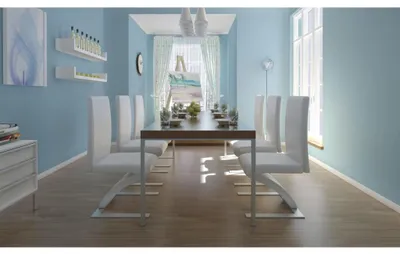 Produktbild von vidaXL Esszimmerstühle 6 Stk. Weiß Kunstleder
