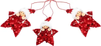 Produktbild von Anhänger Set 3 Stück Sterne Puppen Pailletten rot