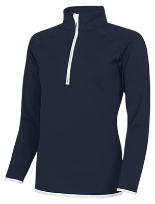 Immagine prodotto di Just Cool - Maglione con mezza zip da donna LT3100 (L) (blu scuro/bianco artico)