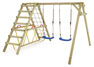 Immagine prodotto di Altalena per bambini Wickey Smart Hike con struttura per arrampicata e trave sospesa, colore blu