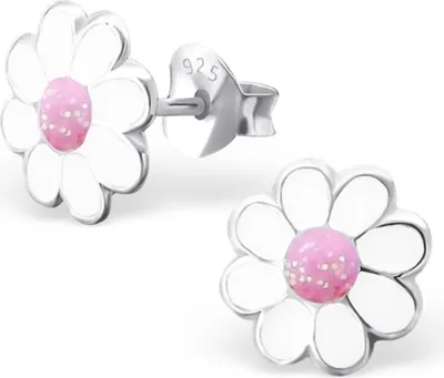 Produktbild von Kinderohrstecker: Mädchen Ohrringe Silber „Blume mit Glitzer“