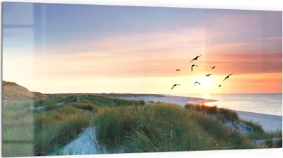 Produktbild von DEQORI Küchenrückwand Glas 100x50 cm 'Küstenpanorama' Spritzschutz Bad Rückwand
