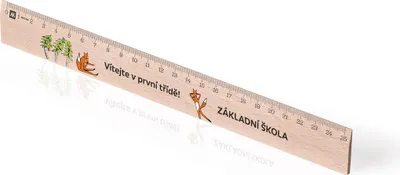 Obrázek produktu pro Metrie | Didakt-M07, Dřevěné pravítko s potiskem | Vítejte v první třídě | 25 cm