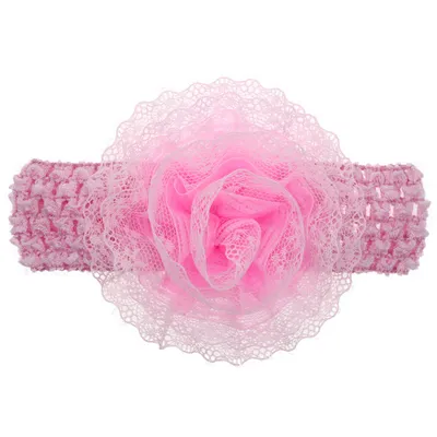 Produktbild von Süße Kinder Baby Mädchen Kleinkind Spitze Blumen Stirnband elastisches Haarband Kopfbedeckung-Rosa