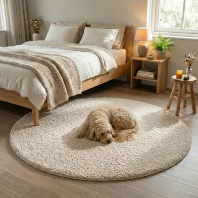 Produktbild von Volero - Flauschiger Teppich Rund - Bobby Creme - Ø 160cm - Wohnzimmer, Schlafzimmer - Modern, Skandinavisch