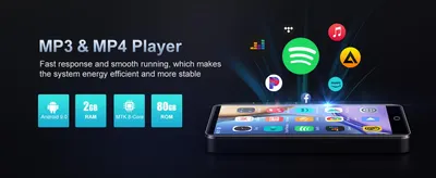 Produktbild von Android 9.0 MP3/MP4-Player - M303pro - 16 GB ohne Speicherkarte - 10,2-cm-Touchscreen - Bluetooth - WLAN - FM-Radio - Schwarz