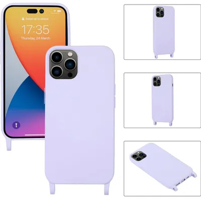 Produktbild von Mobigear Handylanyard für iPhone 14 Pro Max, Silikon-Handykette – Lila