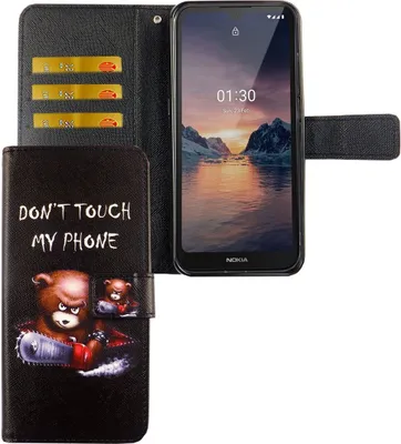 Produktbild von Nokia 1.3 Tasche Handy Hülle Schutz-Cover Flip-Case mit Kartenfach Don't touch my phone