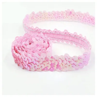 Paillettenband, elastisch, 2 cm breit, 2 m, rosa