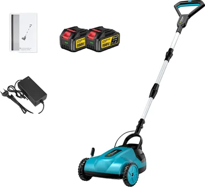 Obrázek produktu pro Bezkartáčová elektrická sekačka, šířka záběru 10 palců, akumulátorové provedení, skládací rukojeť, 2 baterie