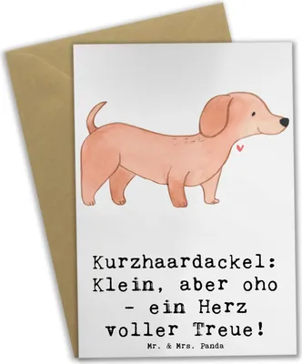 Produktbild von Mr. & Mrs. Panda Glückwunschkarte Kurzhaardackel Herz - Weiß - Geschenk, Hunderasse, charmanter Dackel, Grußkarten, treuer Begleiter, Hunderassen Pflege, einladungskarten