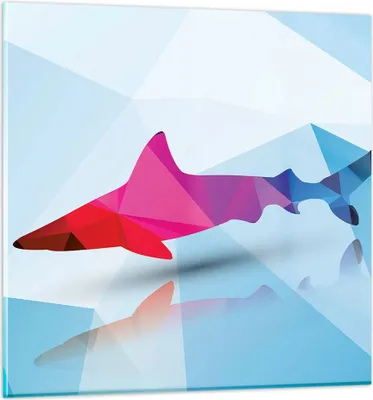 Produktbild von Bilder auf glas - Hai Illustration modern Grafik - 70x70cm - Glasbilder - Wandbilder - Kunstdruck - zum Aufhängen bereit - Wanddekoration aus Glas - Glas Bilder - Wandbild auf Glas - GAC70x70-2813