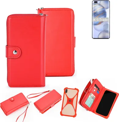 Produktbild von K-S-Trade 2in1 Schutzhülle Portemonnee Handyhülle mit Bumper kompatibel mit Huawei Honor 30 Pro+ Hülle Case Etui Geldbörse Smartphone rot (1x)