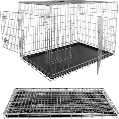 Obrázek produktu pro Mucola drátěná klec skládací přepravní box pro psy přepravní box pro psy přepravní klec síťový box klec pro psy - 120 x 80,5 x 75 cm stříbrná