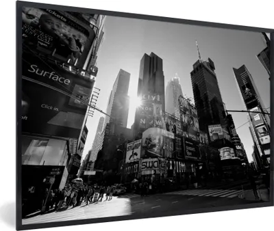 Produktbild von MuchoWow® MuchoWow® Gerahmtes Poster New York - Architektur - Schwarz - Weiß 60x40 cm - Poster mit zchwarzem Bilderrahmen - Printing - Wanddeko Schlafzimmer