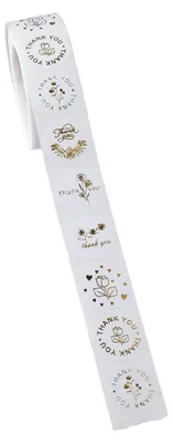 Imagen del producto de Solidchoice - 500 etiquetas adhesivas doradas con el mensaje "Gracias" para fiestas