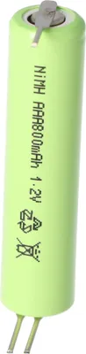 Produktbild von HR-AAAU NiMH dobíjacia batéria Micro AAA Flat Top s potlačou v 3 baleniach, upozorňujeme na rozmery cca 44x10,5 mm