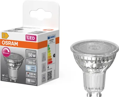 Immagine prodotto di OSRAM OSR LEDRefl PAR16, 3,7W, attacco GU10, 350 lumen, 4.000K, angolo di emissione 36°, dimmerabile, indice di resa cromatica (CRI) 90 – confezione da 6