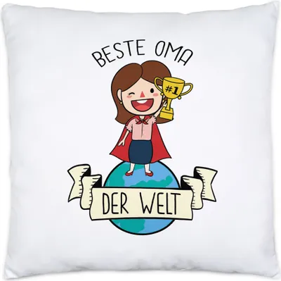 Produktbild von Beste Oma der Welt Kissen inkl. Füllung Omi Großmutter Geschenkidee Geburtstag Enkel Enkelin Enkelkinder