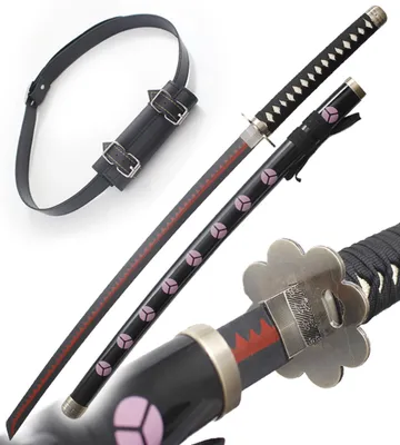 Produktbild von One Piece Katana aus Holz Zoro Shusui Replik Schwert Säbel + Schwarzer Gürtel mit Schwerthalter Gürtel