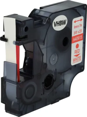Produktbild von vhbw Schriftband-Kassette kompatibel mit Dymo LabelManager 100, 210D, 120P, 300, 200, 260P, 280, 100 Plus, 160 Etiketten-Drucker 7m x 9mm Rot auf Weiß