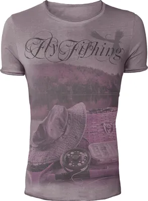 Produktbild von HOTSPOT DESIGN Fly Fishing, M, violett, Vintage Kollektion T-Shirt, Für Angler, TS-TF01003S02