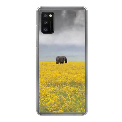 Produktbild von MuchoWow® Handyhülle Schutzhülle Hülle für Samsung Galaxy A41 Elefant - Blumen - Natur - Gelb - Tiere Silikon Softcase Handy Hülle - Mobiltelefon