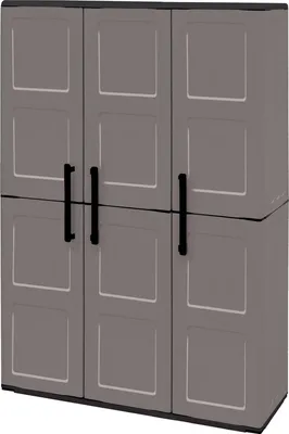 Produktbild von Daltinie Outdoor-Garderobe, Outdoor-Möbel, Mehrzweck-Balkongarderobe, 100 %  Italy, Grau und Schwarz, kariertes Finish, 102 x 37 x 163 cm