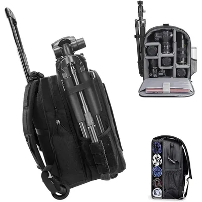 Produktbild von Kamerarucksack Professionell für spiegellose DSLR/SLR-Kameras, wasserdicht, kompatibel für Sony Canon Nikon, Zubehör, Schwarz, 5.0 L