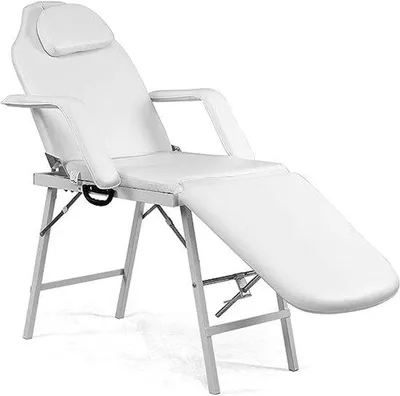 Produktbild von Famanu Massagestuhl mit 3 Zonen - Klappbar und Verstellbar bis 225 kg - Komfortable Massagebank für Spa und Physiotherapie - Weiß